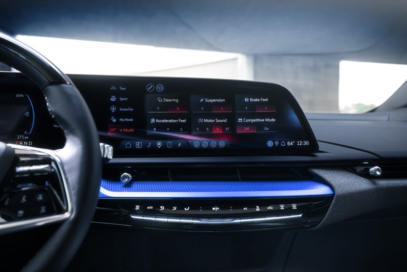 The 2026 OPTIQ-V Display Screen Displaying the V-Mode Settings | Baldwin Cadillac in POPLAR BLUFF MO